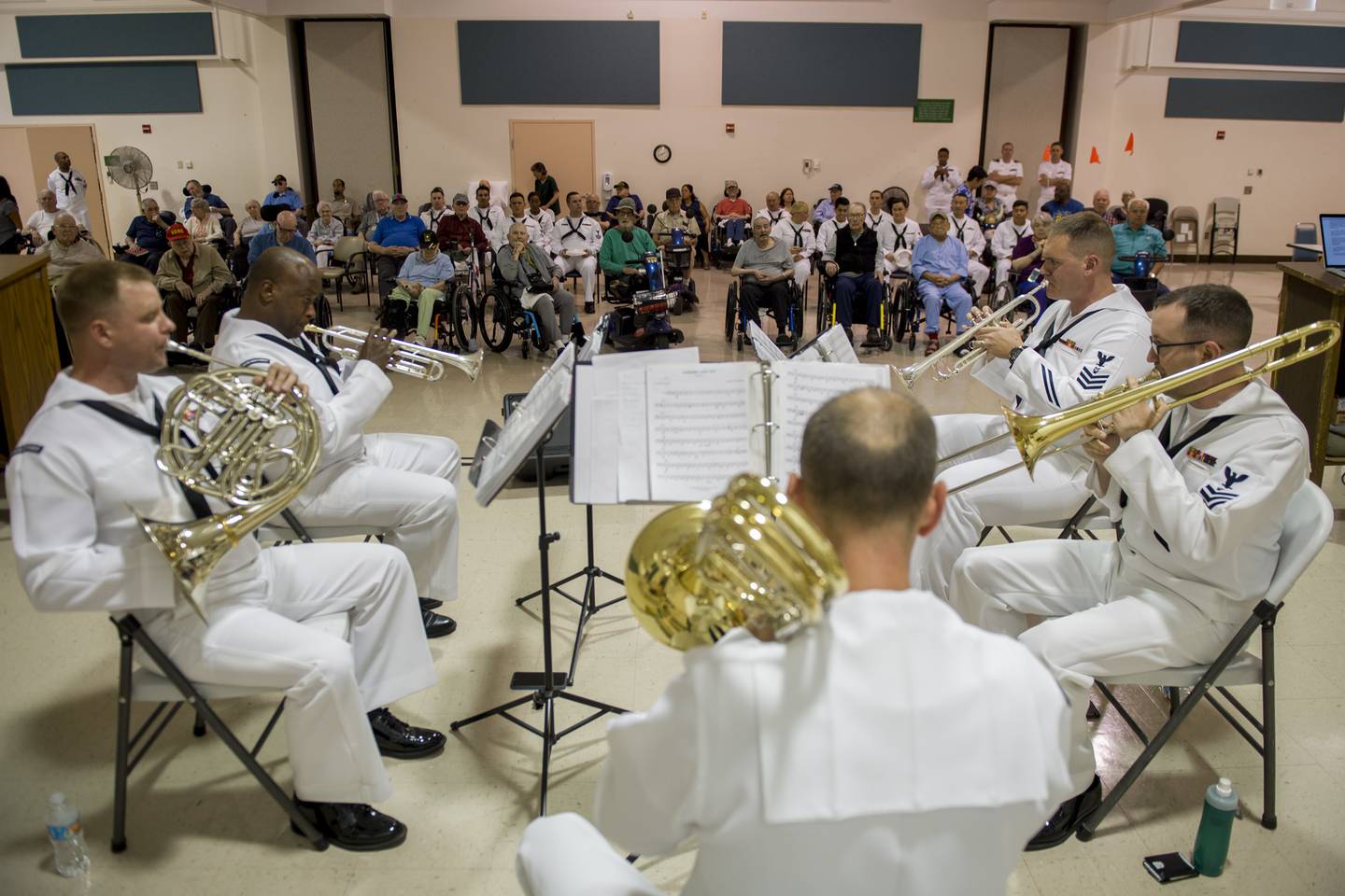 Members of the Navy Band Northwest perform at the Veterans Home of California in Yountville, California, in 2018.