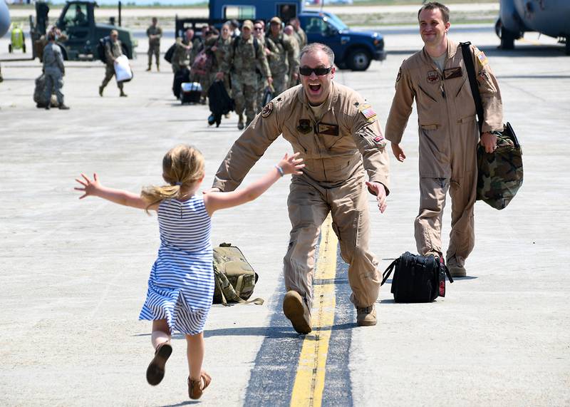 The 143d Airlift Wing welcomed home more than 100 airmen from their recent deployment in support of Operation Freedom's Sentinel on July 4, 2019, at Quonset Air National Guard Base, North Kingstown, R.I.