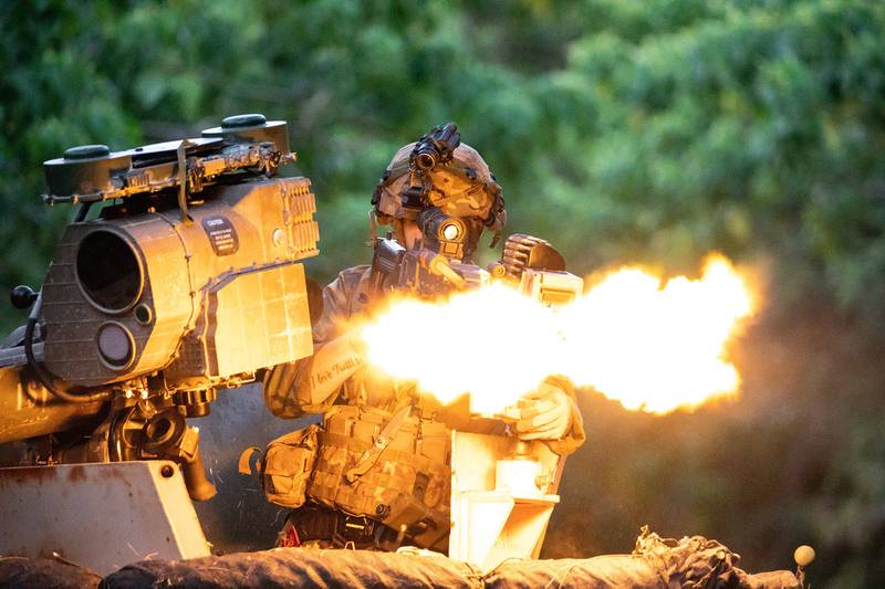 Soldiers assigned to the 3rd Infantry Brigade Combat Team, 25th Infantry Division continue to support 2nd Infantry Brigade Combat Team and the Royal Thai Army (RTA) as the Opposing Force (OPFOR) during Exercise Lightning Forge 2020 at the Kahuku Training Area, Hawaii on July 15, 2020.