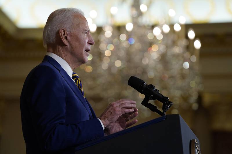 President Joe Biden speaks about foreign policy, at the State Department on Feb. 4, 2021, in Washington.