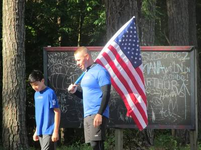 Martin Apolinar Jr., 11, is seen here with his mentor, Staff Sgt. Andrew Pitts, on May 15, 2021, at Clark Park in Fayetteville, North Carolina.