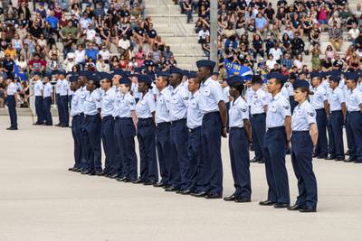 Airmen assigned to the 326th Training Squadron and 91 Guardians assigned to 1st Delta Operations Squadron Detachment 1 graduate from Basic Military Training on April 26, 2023, at Joint Base San Antonio-Lackland, Texas.