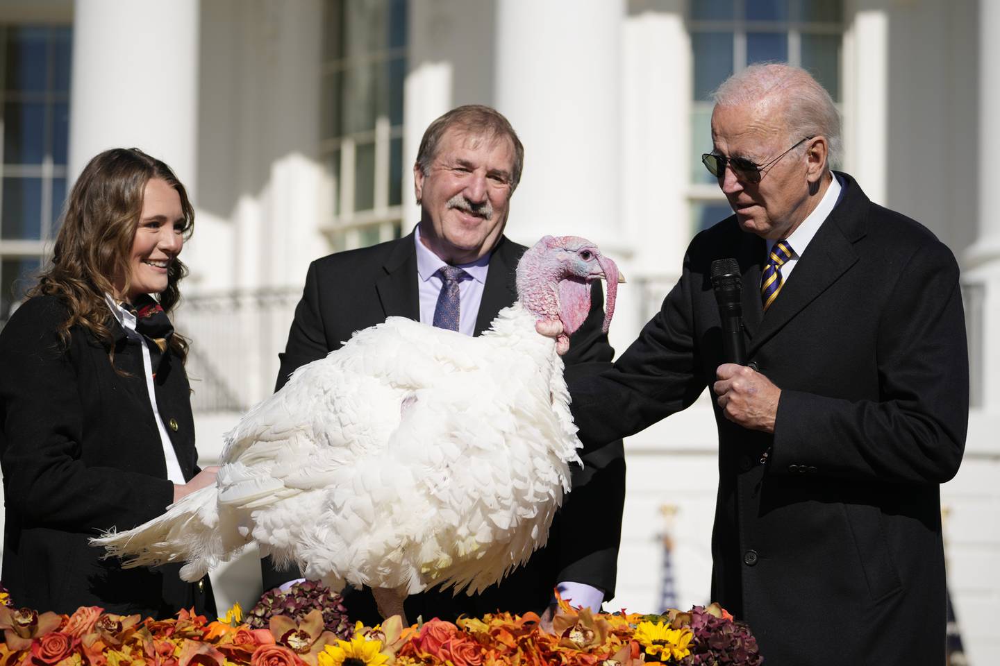 President Joe Biden pardons Chocolate, the national Thanksgiving turkey, at the White House in Washington, Monday, Nov. 21, 2022.