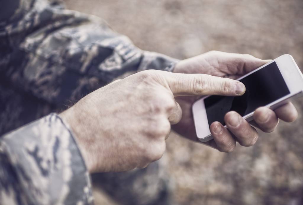 Soldier camouflage hand phone