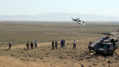A-10 Thunderbolt IIs train at the Idaho Army National Guard's Orchard Combat Training Center south of Boise on Aug. 19, 2019.
