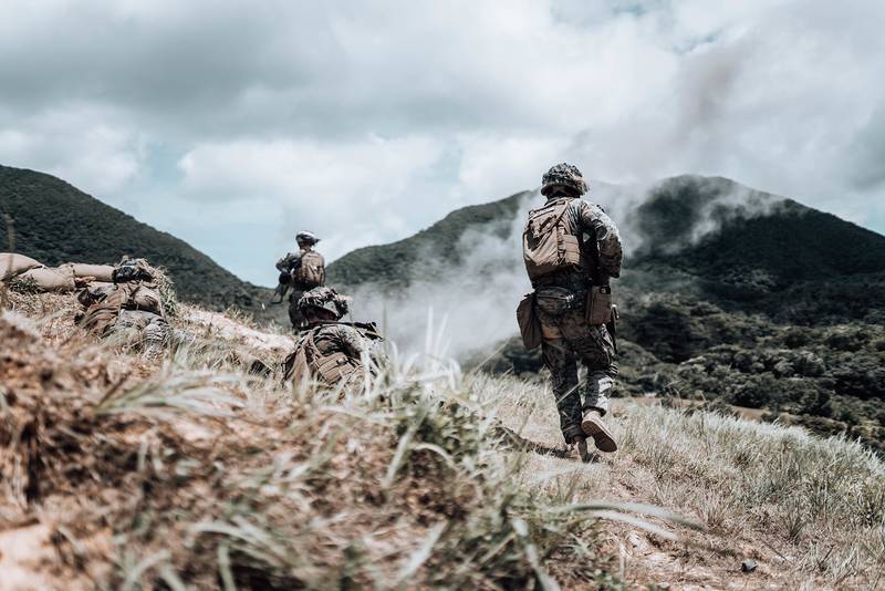 Marines conduct live-fire maneuver drills on June 18, 2020, on Camp Schwab, Okinawa, Japan.